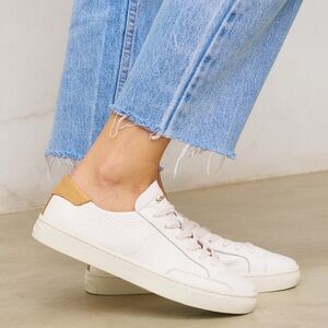 Soludos Leather White Sneakers with Tan Accents